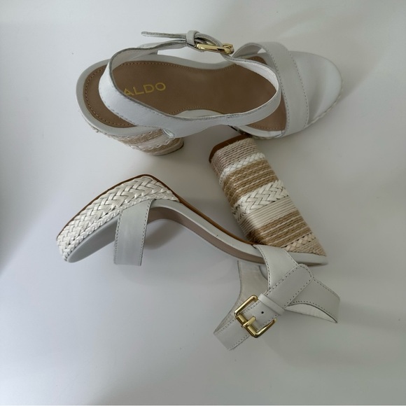 Aldo huglag white sandals heels size 8.5 - Picture 10 of 16